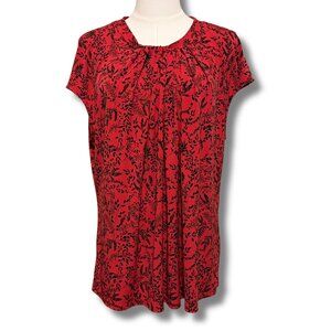 Liz Claiborne Career Sleeveless Blouse – Size XL | Pretty Red & Black Top